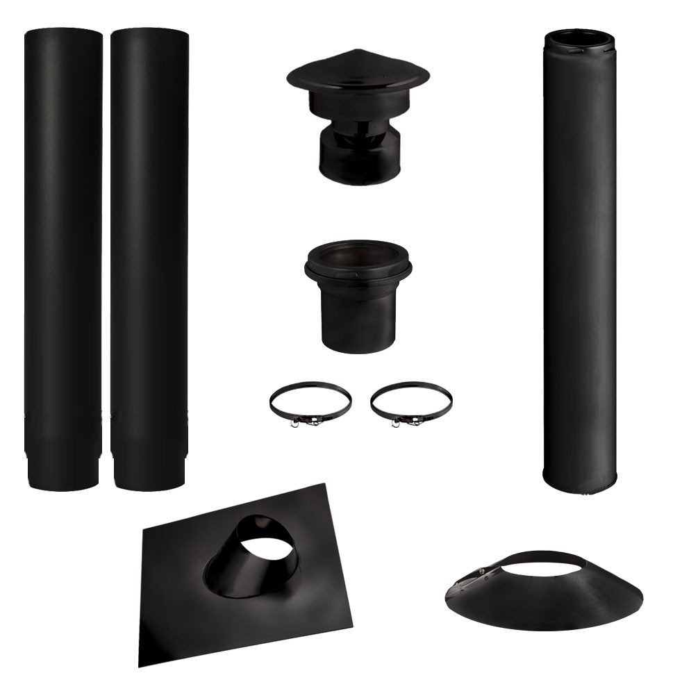 Veranda / Tuinhuis Kachelpijp RVS set 3M - Zwart