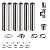 Roestvrijstalen kachelpijp set 6,7m dubbelwandig Ø 130-150-180-200mm 