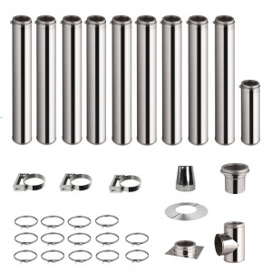 Roestvrijstalen kachelpijp set 10,2m dubbelwandig Ø 130-150-180-200mm 