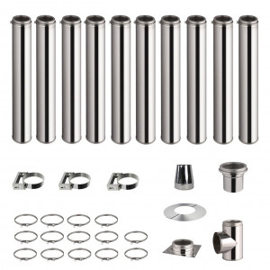 Roestvrijstalen kachelpijp set 10,7m dubbelwandig Ø 130-150-180-200mm 