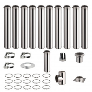 Roestvrijstalen kachelpijp set  11,2m Dubbelwandig Ø 130-150-180-200mm 