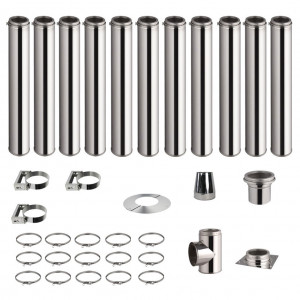 Roestvrijstalen kachelpijp set 11,7m dubbelwandig Ø 130-150-180-200mm 