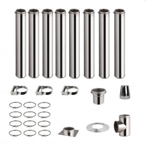 Roestvrijstalen kachelpijp set 8,7m dubbelwandig Ø 130-150-180-200mm 