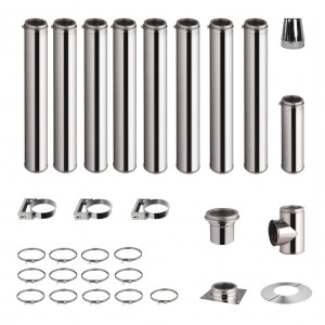 Roestvrijstalen kachelpijp set 9,2m dubbelwandig Ø 130-150-180-200mm 