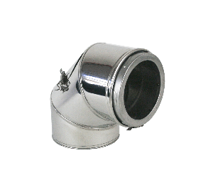 ROESTVRIJSTALEN KACHELPIJP 90° BOCHT MET INSPECTIELUIK  Ø 130-150-180-200MM